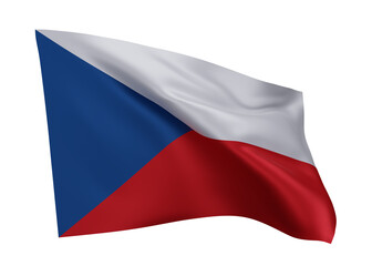 3d flag of Czech Republic isolated against white background. 3d rendering.
