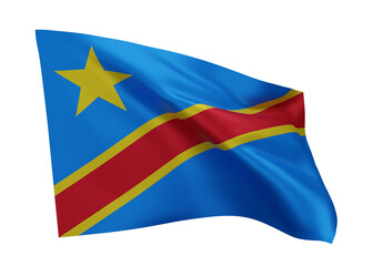 3d flag of Democratic Republic of the Congo isolated on white. 3d rendering.
