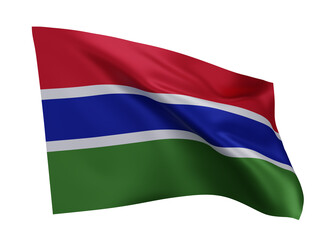 3d flag of Gambia isolated against white background. 3d rendering.