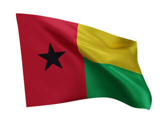 3d flag of Guinea Bissau isolated against white background. 3d rendering.