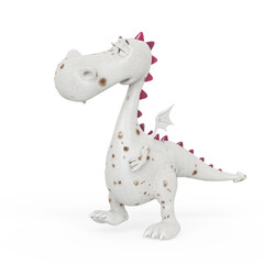 baby dragon is walking up on white background
