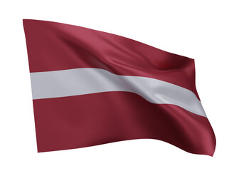 3d flag of Latvia isolated against white background. 3d rendering.