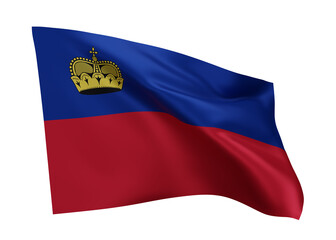 3d flag of Liechtenstein isolated against white background. 3d rendering.
