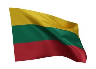 3d flag of republic of Lithuania isolated against white background. 3d rendering