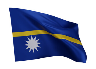 3d flag of Republic of Nauru isolated against white background. 3d rendering.