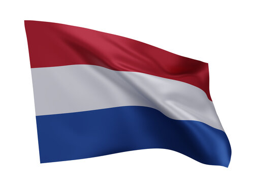 3d flag of Netherlands isolated against white background. 3d rendering.