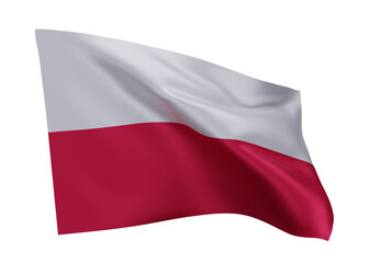 3d flag of Poland isolated against white background. 3d rendering.