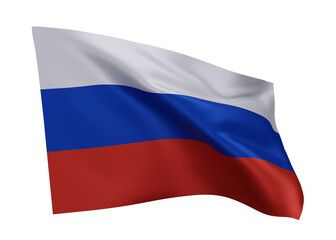3d flag of Russia isolated against white background. 3d rendering.