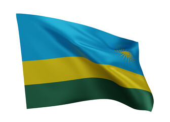 3d flag of Rwanda isolated against white background. 3d rendering.