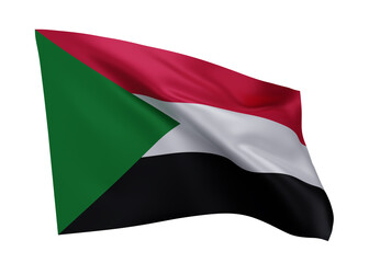 3d flag of Sudan isolated against white background. 3d rendering.