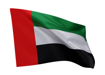 3d flag of United Arab Emirates isolated against white background. 3d rendering.