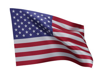 3d flag of USA isolated against white background. 3d rendering.