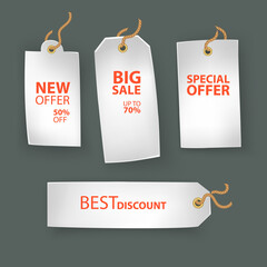 Special offer labels, Cardboard Price tag, sale coupon and voucher, Vector format