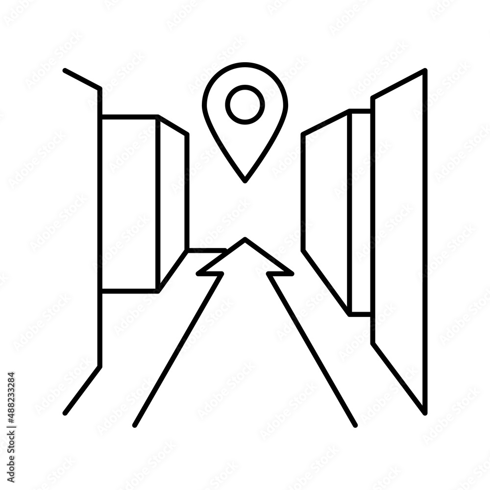 Poster 3d navigation system line icon vector illustration