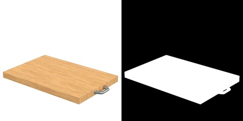 3D rendering illustration of a wooden cutting board