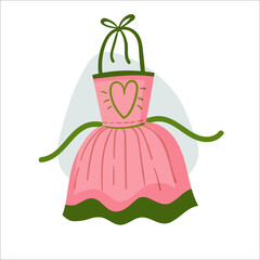 Illustration of a cooking apron with a heart in a cartoon, hand-drawn style.