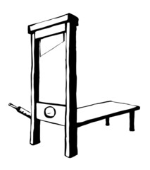 Naklejka premium The ancient guillotine. Vector drawing