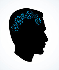 Profile of a handsome thinking man. Vector drawing