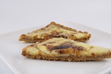 Wholemeal toast with grilled cheese and worcester sauce isolated with copy space - 488237222
