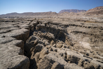 Fototapeta na wymiar The Ground Collapses around a Sinkhole, Dead sea, Israel