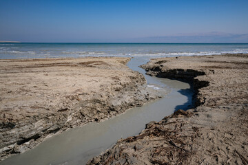 A Fresh Water Stream Spilling into the Dead Sea, Israel