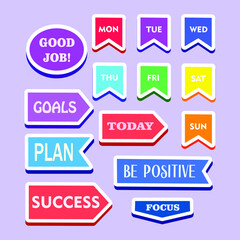 Set of Colorful Planning Quotes for Journal in Stickers free vector