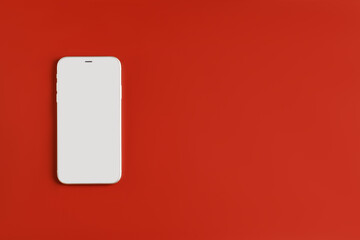 Phone mockup on red background. App mock up