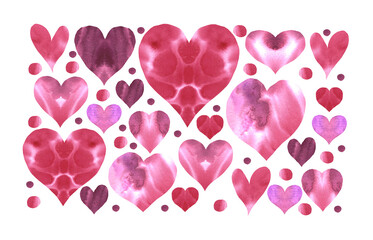 Watercolor hearts background