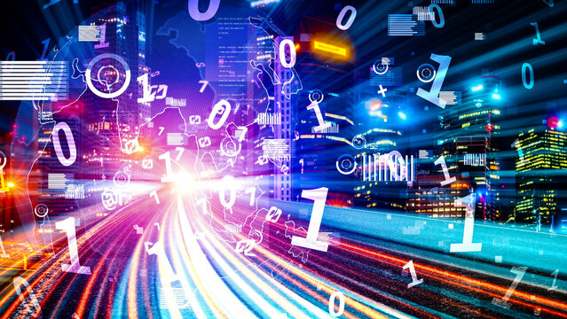 Business data analytic with tacit intelligent software making marketing strategy . Concept of smart digital transformation and technology disruption that changes global trends in new information era .