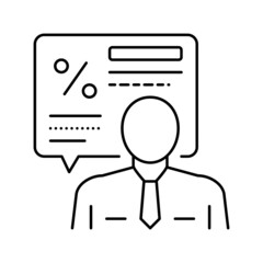 manager explaining loan line icon vector illustration