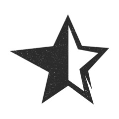 Vintage stylized star half black and white with splashes and one long end. Drawing for a tattoo