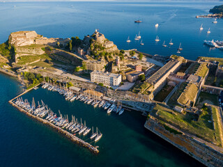 Aerial Panoramic view of Kerkyra, capital of Corfu island, Greece
