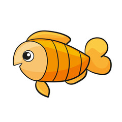 Vector aquarium fish illustration. Colorful cartoon fish icon for your design. Cute little fish on white background