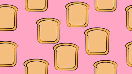 a piece of bread with a crust on a pink background. vector illustration, pattern. sandwich bread, base for a sandwich with a filling, drawing for a bakery, restaurant, cafe