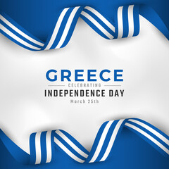 Obraz premium Happy Greece Independence Day March 25th Celebration Vector Design Illustration. Template for Poster, Banner, Advertising, Greeting Card or Print Design Element