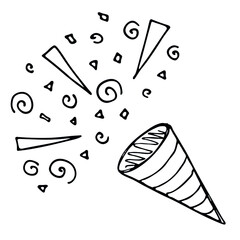 Vector hand drawn firework clipart. Cute illustration isolated on white background. For greeting cards, print, web, design, decor.