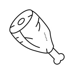 cooked animal leg line icon vector illustration