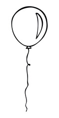 Hand drawn set of flying balloon illustration isolated on a white background. Birthday party balloon doodle. Holiday clipart.