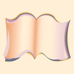 Illustration on a square background - open book, reading, literature. Design element of books, notebooks, postcards, interior items. Wallpapers, textiles, packaging, background for a website, mobile