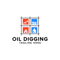 oil digging service logo design template