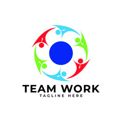 team work logo design corporate peoples vector template