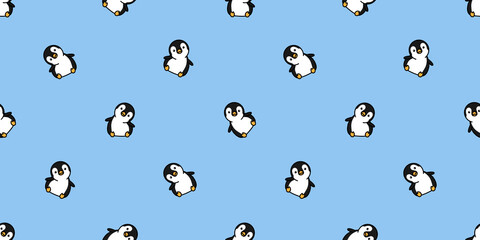 Cute penguin cartoon seamless pattern, vector illustration © Totostarkk9456