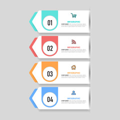 Four steps Infographics banner design template.