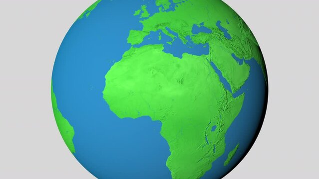 Seamless looping animation of the earth zooming in to the 3d map of Israel with the capital and the biggest cites in 4K resolution