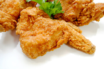 Close Up of a Crispy Fried Chicken Wing