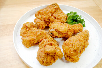 Southern Fried Chicken Pieces on a Plate