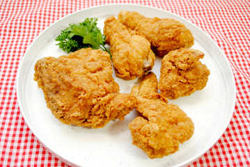 Picnic Southern Fried Chicken Pieces on a Plate