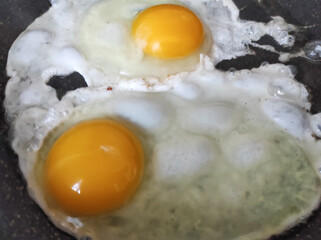 fried egg on a frying pan