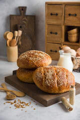 Eggs with milk and breakfast bread