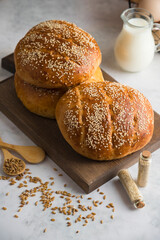 Eggs with milk and breakfast bread